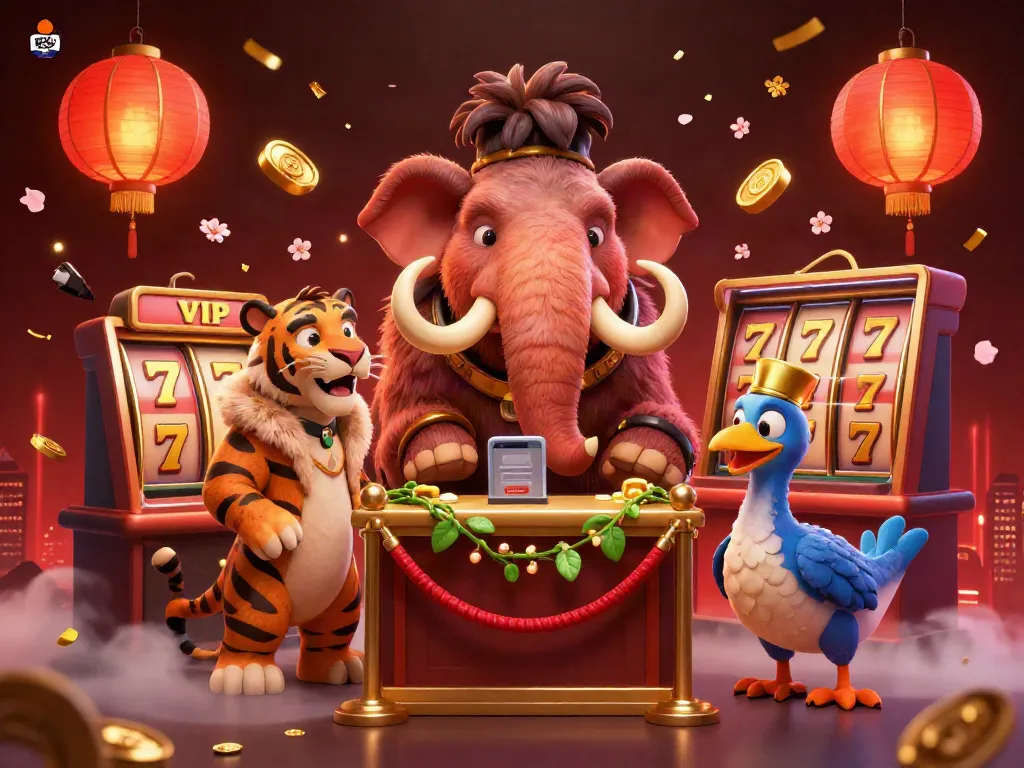 Experience the vibrant atmosphere of E39, a cartoon casino scene with colorful slot reels and dynamic characters.