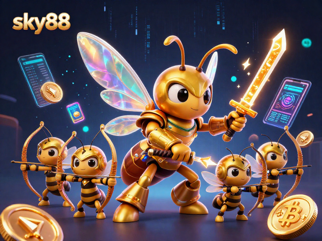 Engage with sky88's exciting betting universe, featuring vibrant 3D elements and characters.
