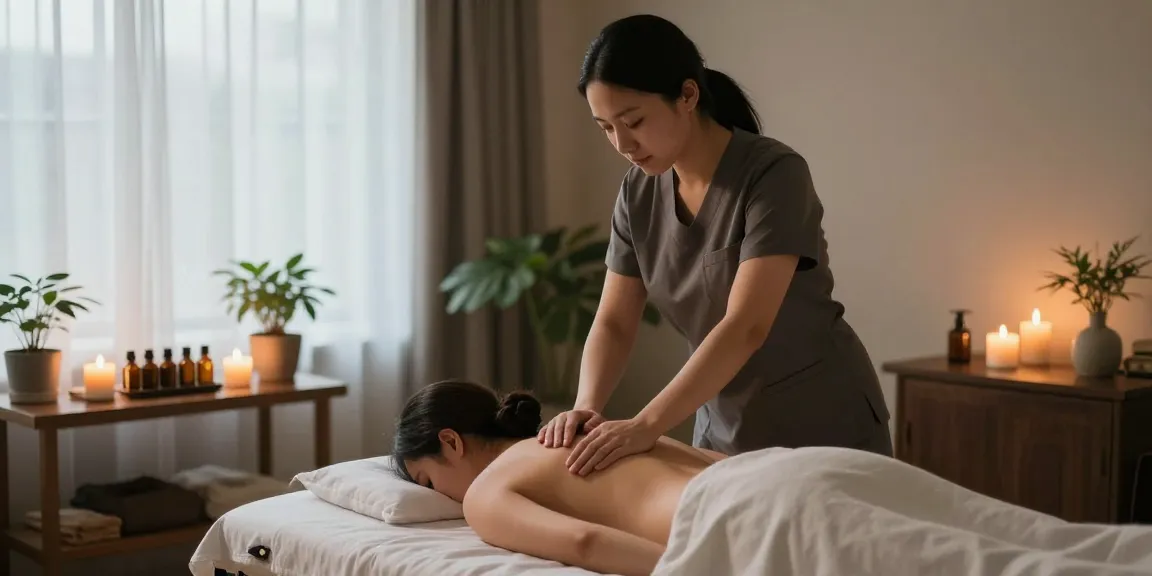 Relaxing massage therapy session highlighting 김포출장안마 in a serene wellness studio.
