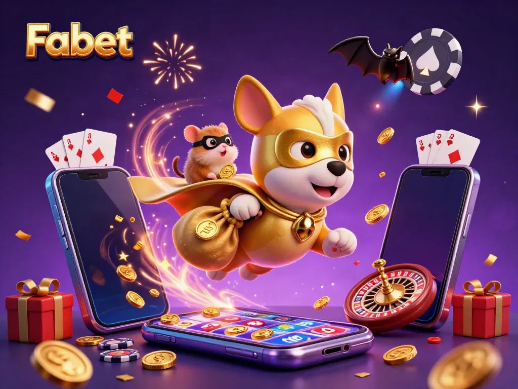 Experience thrilling moments at Fabet with superheroes celebrating wins amidst vibrant gaming elements.