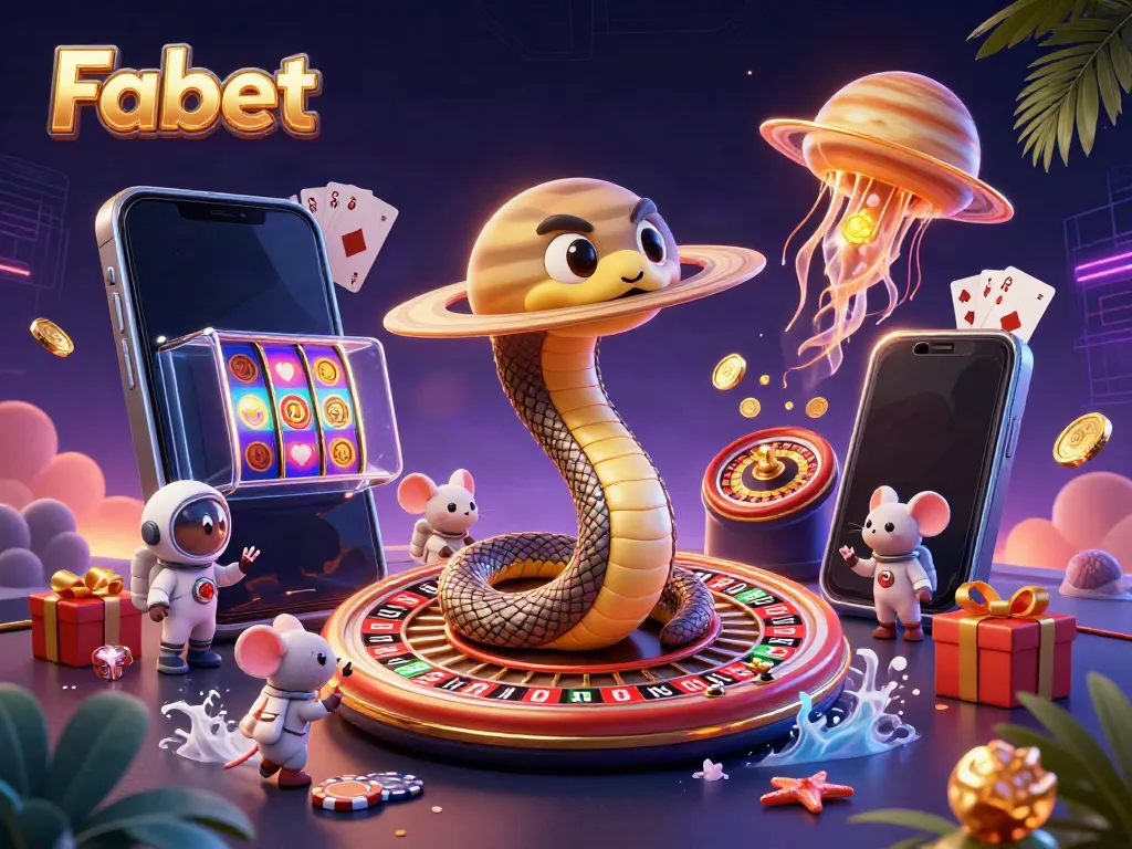 Experience Fabet's unique roulette and gaming universe with a cosmic twist, featuring vibrant characters and betting elements.