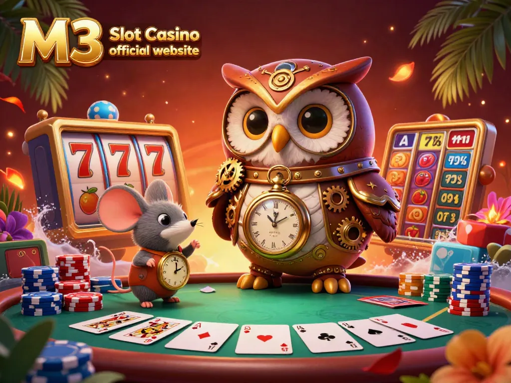 Experience thrilling gaming at M3 Slot Casino official website with festive visuals and lively characters.