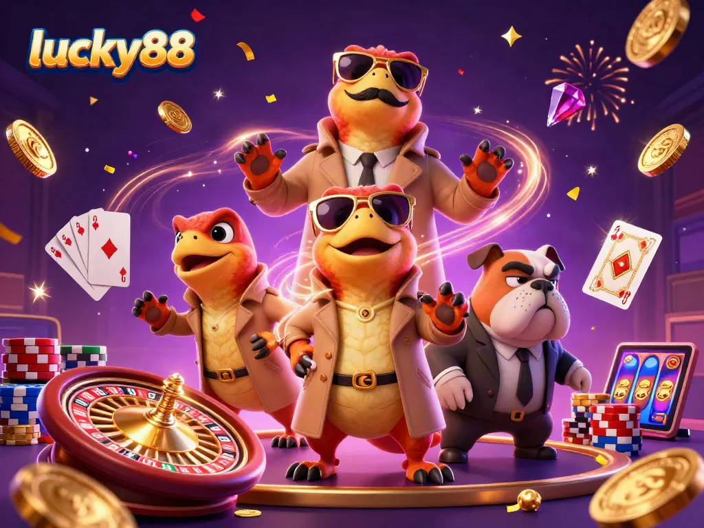 Experience luck with lucky88 as raptors enter a VIP casino lounge filled with excitement.