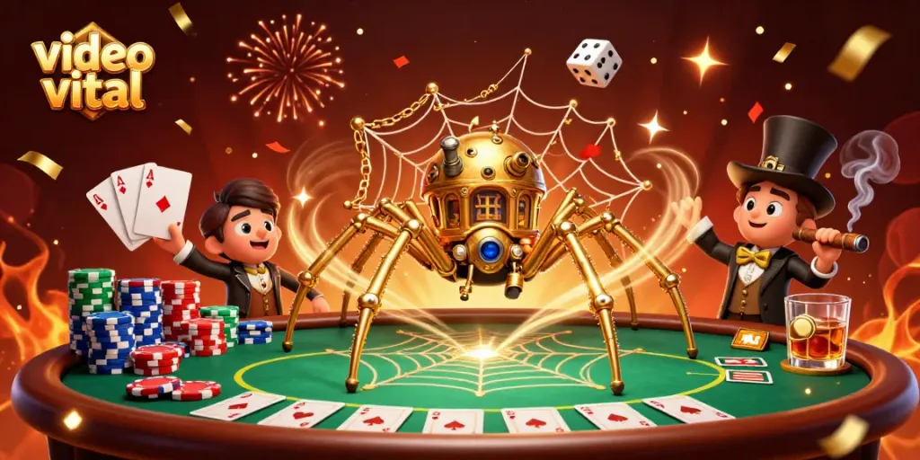 Engage with video viral gaming experiences featuring a steampunk spider web of chance and excitement.
