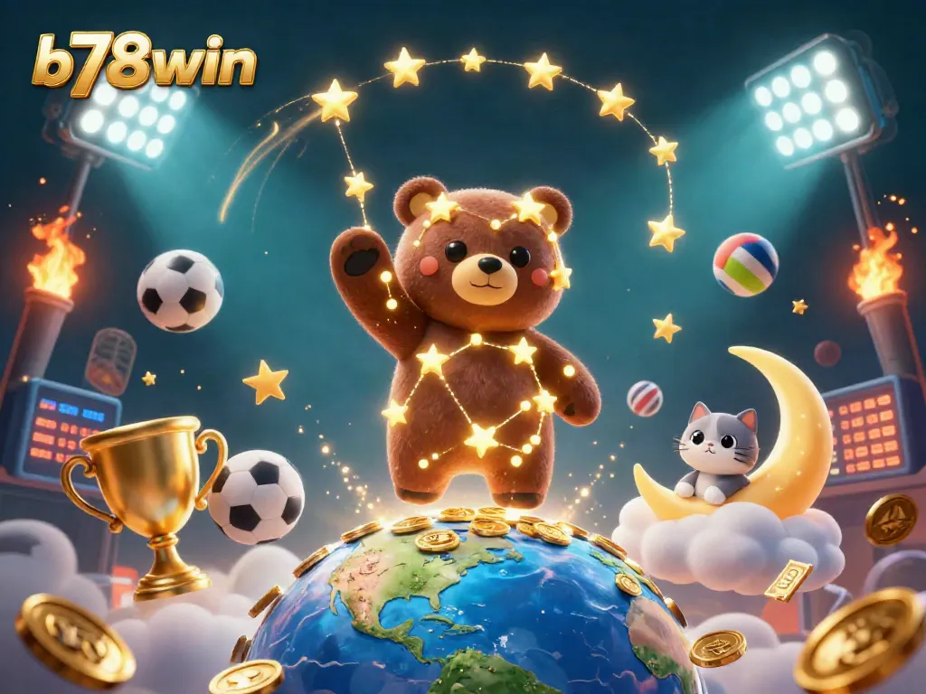 Bet on excitement with b78win in this vibrant 3D casino illustration showcasing thrilling game elements.