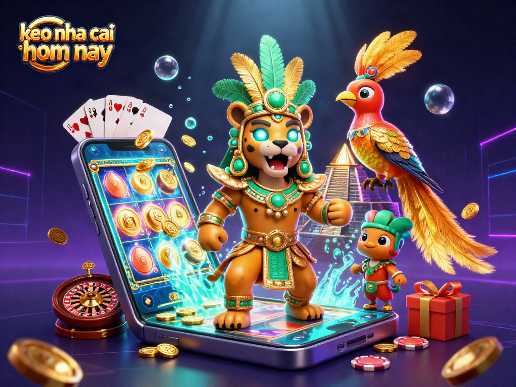 Engage with the thrilling keo nha cai hom nay through a vibrant 3D illustration showcasing dynamic gambling elements.