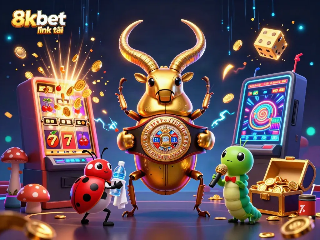 Enjoy an exciting visual feast of the 8xbet link tải featuring vibrant characters and casino elements.